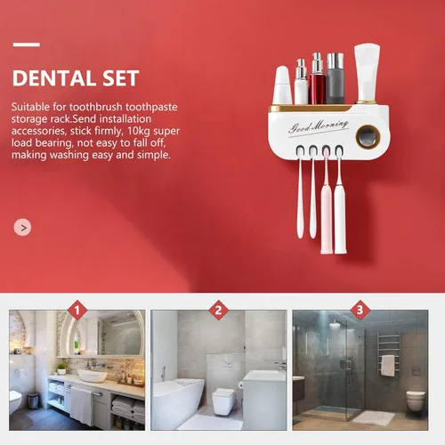 Miniatura 9 de Cabilock Estantes montados en la pared, soportes para cepillos de dientes, estante organizador de baño, estante para pasta de dientes, champú