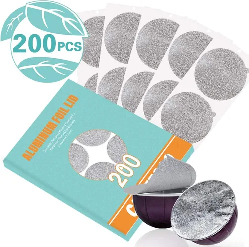 Miniatura 2 de CAPMESSO Láminas de aluminio para reutilizar cápsulas Vertuoline, tapas compatibles con la máquina de cápsulas de café Nespresso VertuoLine, 64 mm