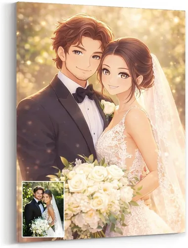 Retrato de anime personalizado de lujo, impresión de retrato de pareja personalizada, retratos de fotos, regalo personalizado para ella, él, esposa,