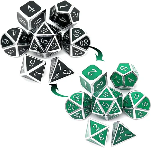 Miniatura 18 de Haxtec - Juego de dados de metal DND, dados poliédricos D&D compatibles con Dungeons and Dragons, regalo TTRPG, dados de metal bronce antiguo