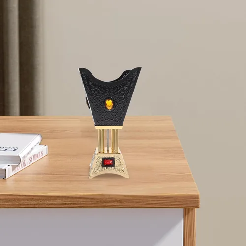 Miniatura 5 de Cabilock Quemador de incienso eléctrico Bakhoor enchufable con diseño de metal hueco para el hogar, oficina, spa, yoga, aromaterapia, mesa