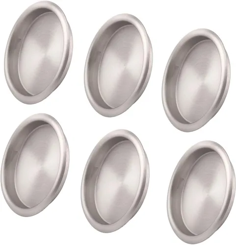 Miniatura 10 de Paquete de 14 tiradores de dedo para puerta de armario de bronce frotado con aceite - Tirador de dedo redondo de 2-1/8" para puerta corredera, Oil