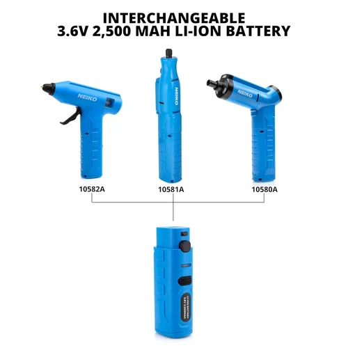 Miniatura 5 de NEIKO Pistola de pegamento inalámbrica 10582A, pistola de pegamento caliente recargable de 20 W, 20 barras de pegamento incluidas, boquilla