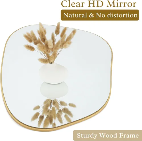 Miniatura 5 de PERFNIQUE - Espejo de pared irregular asimétrico, espejo dorado de 32"x24" para baño, dormitorio, sala de estar, entrada, decoración moderna boho