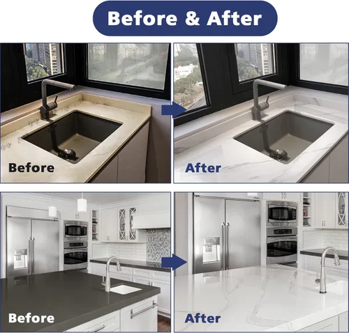 Miniatura 5 de NADAMOO - Kit de pintura para encimera de mármol blanco para cocina y baño, kit de reacabado para encimera que cubre hasta 35 pies cuadrados.