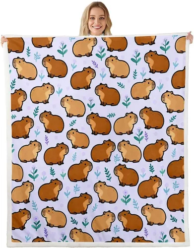 Miniatura 9 de Erosebridal Funny Capybaras Blanket Capybara Lover Gifts Cute Fleece Blanket for Kids Girls Boys, Capybara Decorations Blankets 40"x50", Kawaii