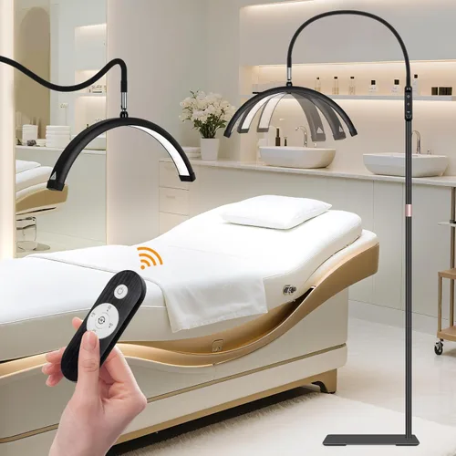 Miniatura 7 de HITTI Luz de Pestañas para Técnico de Pestañas, Lámpara de Pie Flexible de Cuello de Ganso LED de Media Luna para Esteticista y Artistas, Tatuajes