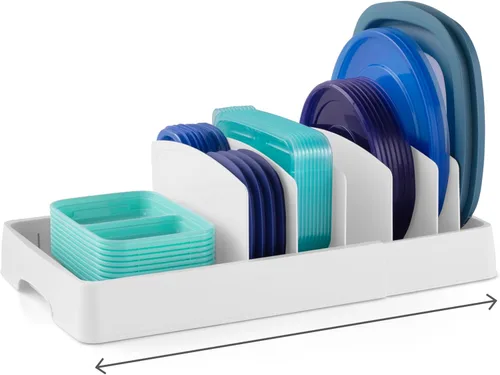 Miniatura 9 de YouCopia StoraLid - Organizador de tapas ajustables para contenedores de alimentos para almacenamiento en gabinetes de cocina, pequeño, paquete de 2