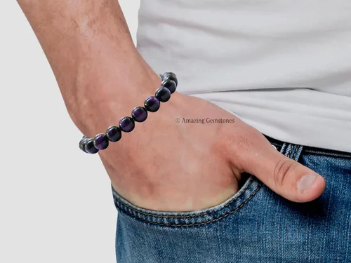 Miniatura 782 de Amazing Gemstone Pulsera de cristal para mujeres y hombres, pulsera de cristal curativo de protección, pulsera elástica con cuentas de piedras