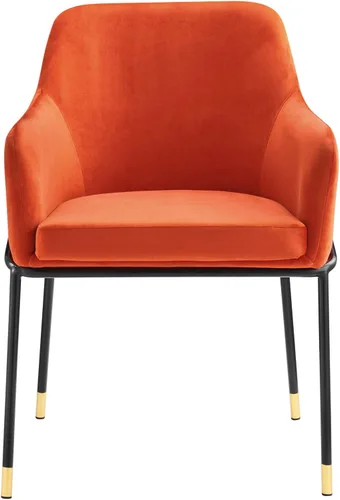 Miniatura 6 de Modway EEI-4671-BLK-ORA Jovi Performance - Sillón de comedor de terciopelo, color negro y naranja