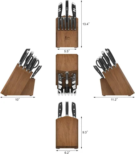 Miniatura 3 de Cangshan Alps Series - Juego de bloques de cuchillos de acero alemán forjado de 17 piezas, acacia (negro)