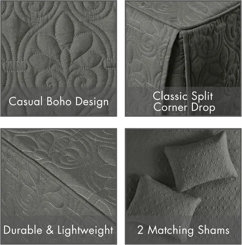 Miniatura 4 de Cubrecama ajustable Madison Park de diseño clásico tradicional para todas las estaciones, ligero; juego de ropa de cama, fundas a juego, King