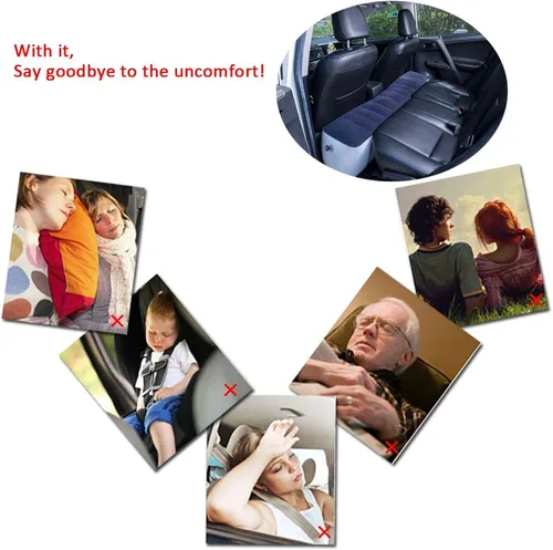 Miniatura 5 de FMS - Colchón hinchable de viaje para auto, para asiento trasero, cojín para cama de aire, sofá de aire, Azul