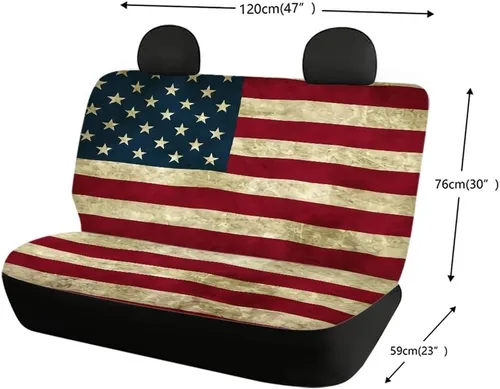 Miniatura 4 de AFPANQZ Funda protectora para asiento trasero de automóvil, con bandera patriótica estadounidense, solo para asiento trasero de automóvil, camión