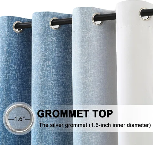 Miniatura 5 de Cortinas Completamente Opacas Azul Degradado de 63 pulgadas de Largo para Sala de Estar y Dormitorio, Cortinas con Aislamiento Térmico para Navidad