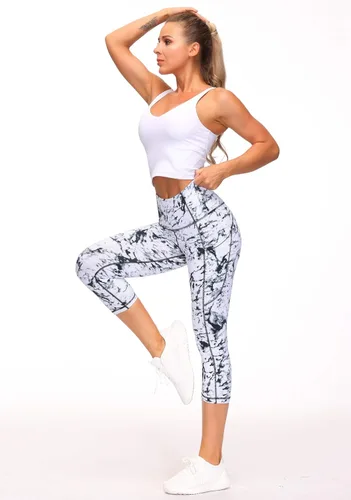 Miniatura 5 de THE GYM PEOPLE - Pantalones deportivos de yoga gruesos de tiro alto para mujer, con bolsillos y control de abdomen, leggings para entrenar y correr