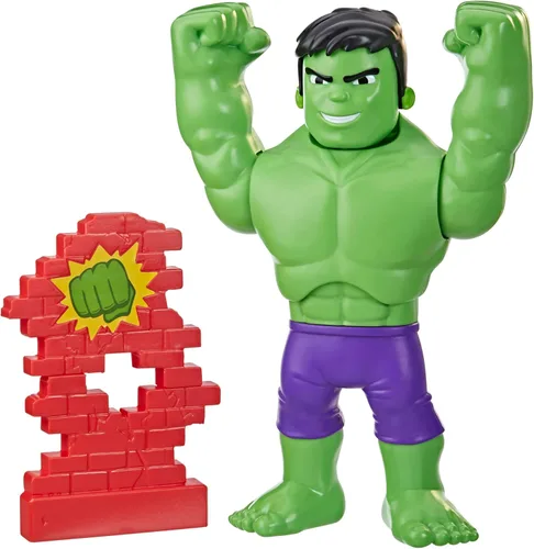 Marvel Spidey and His Amazing Friends Power Smash Hulk Figura de acción, juguetes de Hulk de 10 pulgadas, juguetes preescolares, juguetes de