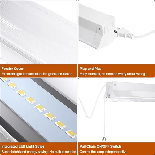 Miniatura 6 de FAITHSAIL Luz LED enlazable de 8 pies para tienda, 110 W, 12000 LM [equivalente a 350 W fluorescente] 5000 K, accesorio LED de 8 pies para garaje