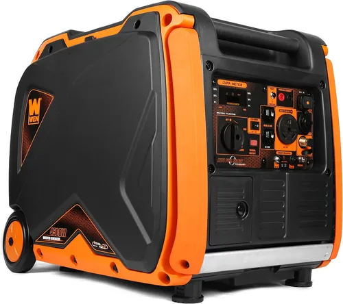 WEN DF450i - Generador inversor portátil súper silencioso de 4500 vatios de combustible dual listo para autocaravanas con apagado de combustible