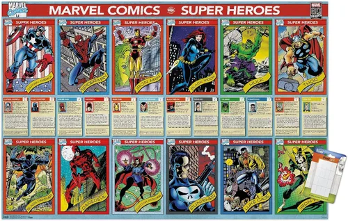 Miniatura 10 de Trends International Marvel Comics - Marvel 80th Anniversary - Cards Wall Poster, 14.725" x 22.375", Barnwood Framed Version