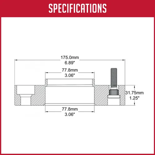 Miniatura 4 de Wheel Accessories Parts 4 adaptadores de espaciadores de rueda centrados en buje de 6 x 5.5, 0.236 x 5.500 in, 1.25 pulgadas de grosor, 3.063 in