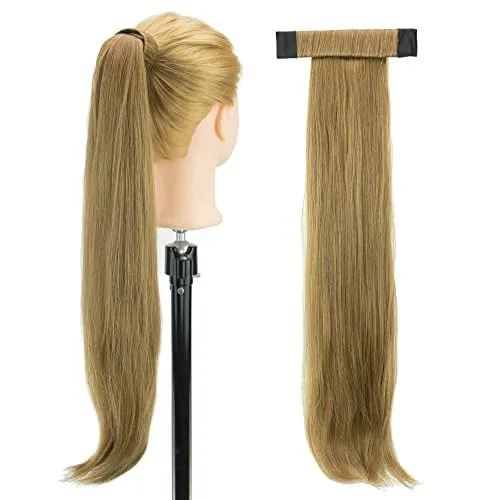 Miniatura 6 de IMISSU Novelly Design - Extensión de cabello largo y ondulado con cola de caballo con diadema flexible (rubio oscuro)