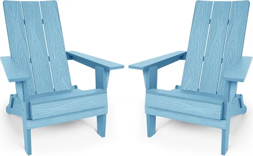 Miniatura 13 de YEFU Adirondack Sillas plegables de gran tamaño: capacidad de peso de 400 libras, sillas Adirondack de plástico, respaldo alto, modernas como