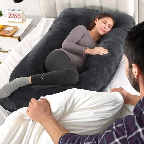 Miniatura 8 de BATTOP Almohadas de embarazo para dormir, almohada de maternidad de cuerpo completo para dormir de lado, soporte para espalda, piernas, vientre