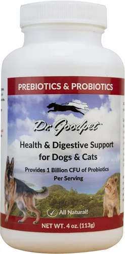 Dr. Goodpet Probióticos para perros y gatos – Polvo probiótico para perros y gatos – Apoyo digestivo para la salud intestinal, estómago sensible y