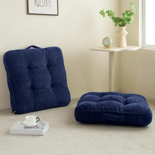 Miniatura 14 de HIGOGOGO Cojín de suelo para adultos, cojín de meditación, grande y redondo, funda de pana copetuda, para sala de estar o yoga, 22 x 22 pulgadas