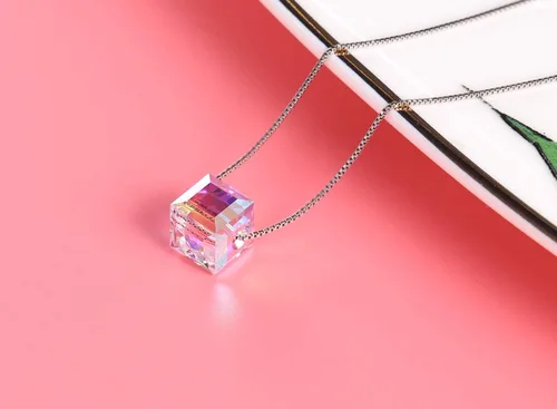 Miniatura 2 de PLATO H Collar de plata de ley S925 con colgante de cristales cúbicos para mujer, sin alergias, regalos únicos de joyería con exquisita caja