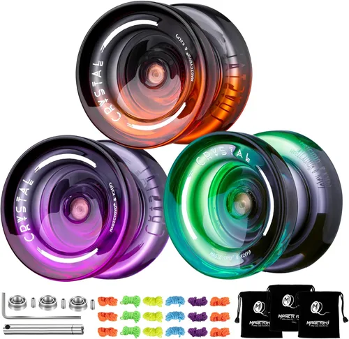 Miniatura 15 de MAGICYOYO K2 Yoyo Cristal Negro Profesional, Yoyo Sensible para Niños Principiantes con Rodamiento Extra No Sensible Yo Yo, Yoyo Pro de Plástico