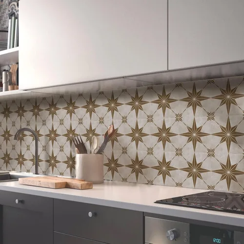 Miniatura 51 de Adhesivos de vinilo para azulejos de pared autoadhesivos, calcomanías impermeables para decoración de cocina, baño, línea ondulada de abulón, 6 x 6