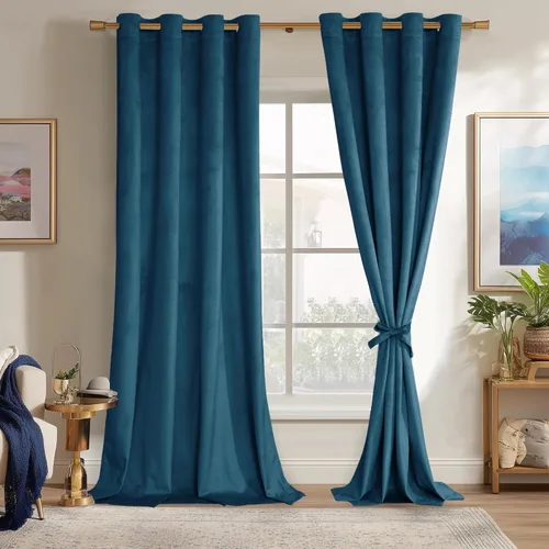 Miniatura 22 de JIUZHEN - Cortinas de terciopelo gris de 63 pulgadas opacas para sala de estar - Cortinas gruesas de terciopelo con ojales para ventana