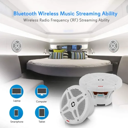 Miniatura 4 de Pyle Altavoces marinos duales de 6.5 pulgadas, altavoz amplificado impermeable y compatible con Bluetooth con transmisión inalámbrica y potencia