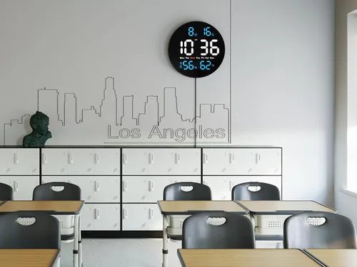 Miniatura 2 de Reloj de pared digital eléctrico de 10 pulgadas con pantalla LED grande Auto/10-Level Brightness, Temperature, Humidity, Auto DST, Date and Day