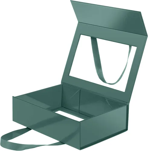Miniatura 15 de Caja de regalo negra con ventana, caja de regalo magnética transparente para regalo, caja de propuesta de padrino de boda (10.5 x 7.5 x 3 pulgadas)