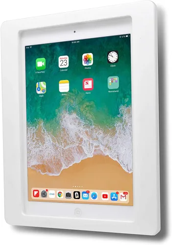 Carcasa VESA acrílica antirrobo para Apple iPad mini 4/5 de 8 pulgadas con kit de montaje en pared y cable de carga en ángulo de 90 grados (iPad