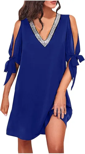 Vestidos sexys para mujer, vestido de noche de cita, vestido de lentejuelas con cuello en V, sin tirantes, vestidos de graduación para mujer 2023
