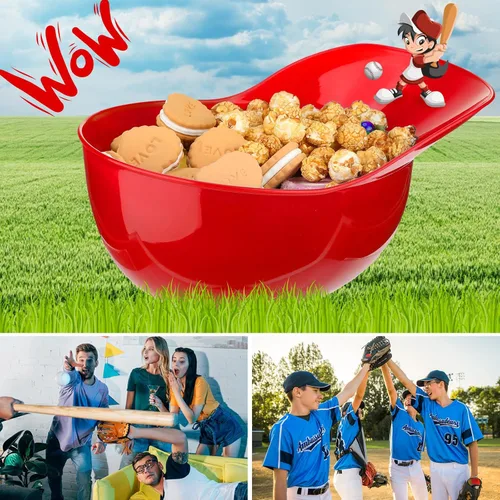 Miniatura 5 de Tanlade Casco de béisbol de plástico grande de 72 onzas, cuencos de béisbol, cuencos para aperitivos, helado, postre para trabajadores de Rojo