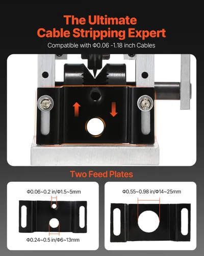 Miniatura 6 de VEVOR Máquina peladora manual de cables, pelador de cobre de 0.06 a 1.18 pulgadas con manivela o taladro accionado, referencia de profundidad