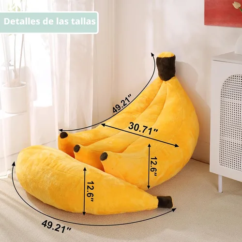 Miniatura 2 de Puf de plátano con otomana, sofá cama de suelo con reposapiés, cómoda tumbona convertible para adolescentes y adultos, sofá de felpa para Amarillo