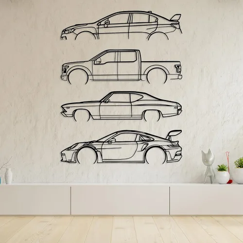Miniatura 3 de Arte de silueta de automóvil personalizado de metal, decoración de pared personalizada, letrero de pared de garaje para amantes de los automóviles