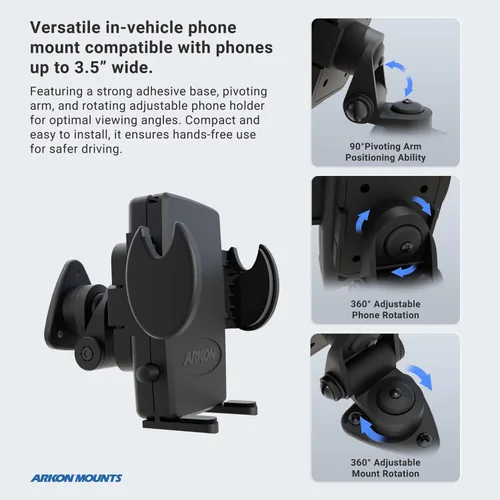 Miniatura 3 de ARKON Soportes - Soporte adhesivo para teléfono para camión y automóvil Agarre seguro Compatibilidad versátil Fácil instalación Soporte