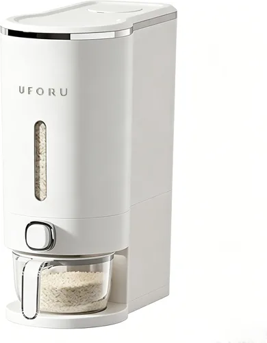 Miniatura 15 de UFORU Dispensador de arroz, recipiente de almacenamiento de arroz con taza medidora para cocina, despensa, hogar, recipientes de almacenamiento