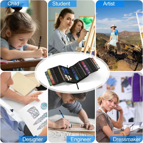 Miniatura 6 de H & B H & B145 PCS Kit de dibujo y arte para niños y adultos, caja de regalo de boceto, colores de sombreado y tintado, incluye lápices de grafito