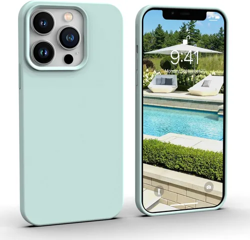 Miniatura 11 de IceSword Compatible con iPhone 13 Pro Max, funda protectora delgada de silicona líquida para teléfono, suave mate lindo para hombres y mujeres, Azul