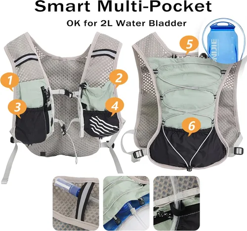 Miniatura 6 de Hydration Running Vest for Women Men, Water Vest Backpack 2L, Lightweight Hydration Pack Water Backpack for Hiking, Trail Marathon Race