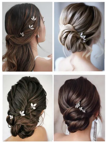 Miniatura 6 de Horquillas para el pelo de novia con diamantes de imitación, accesorios para el cabello de boda para mujeres y novias (paquete de 3)
