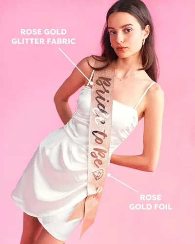 Miniatura 3 de xo, Fetti Banda de despedida de soltera con purpurina de oro rosa – Novia futura Decoraciones de despedida de soltera, despedida de soltera